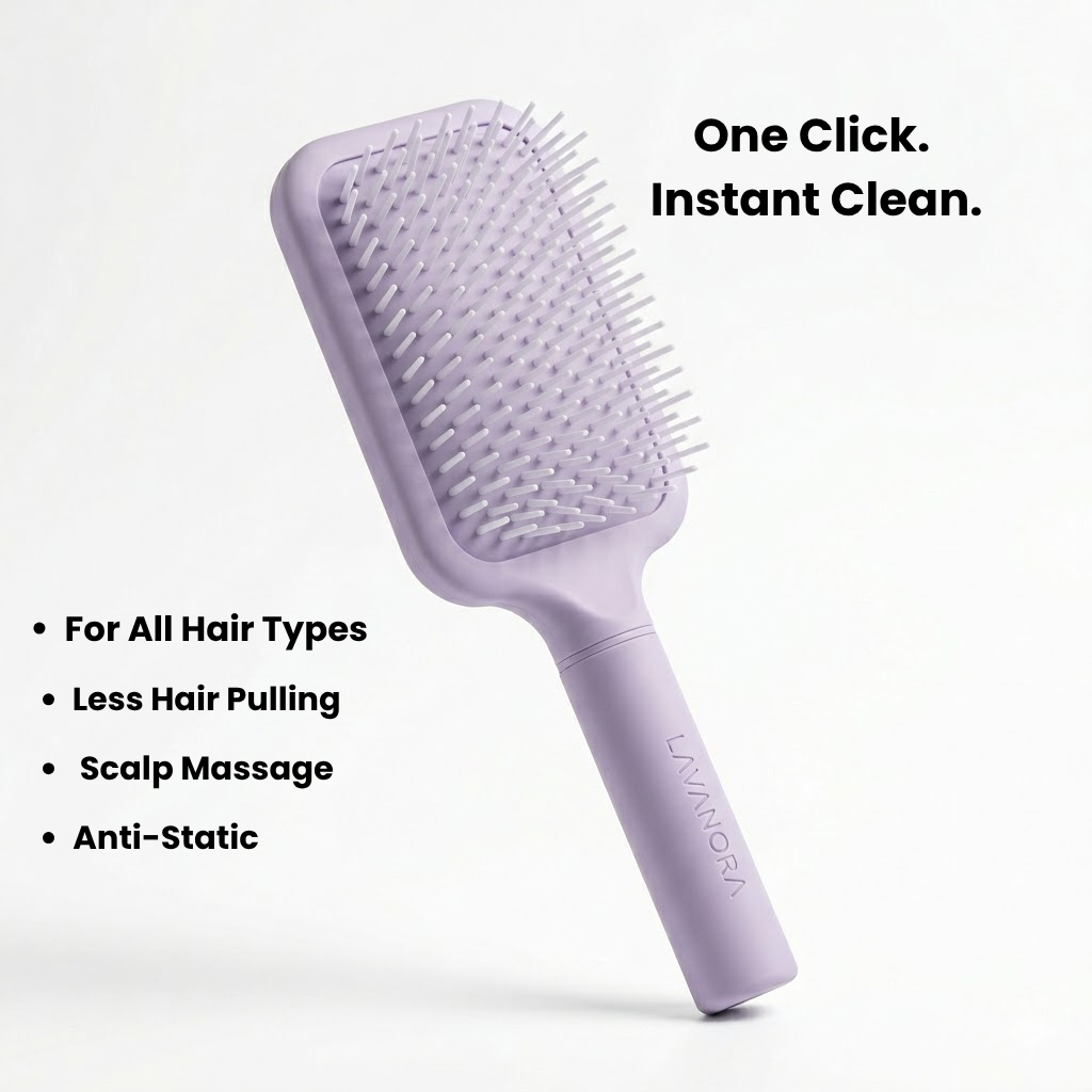 SilkFlow™ | One-Click Self-Cleaning Detangling Hair Brush